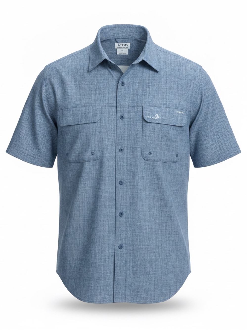 IZOD Saltwater Men’s XL Fishing Shirt Blue Short Sleeve Vented Outdoor